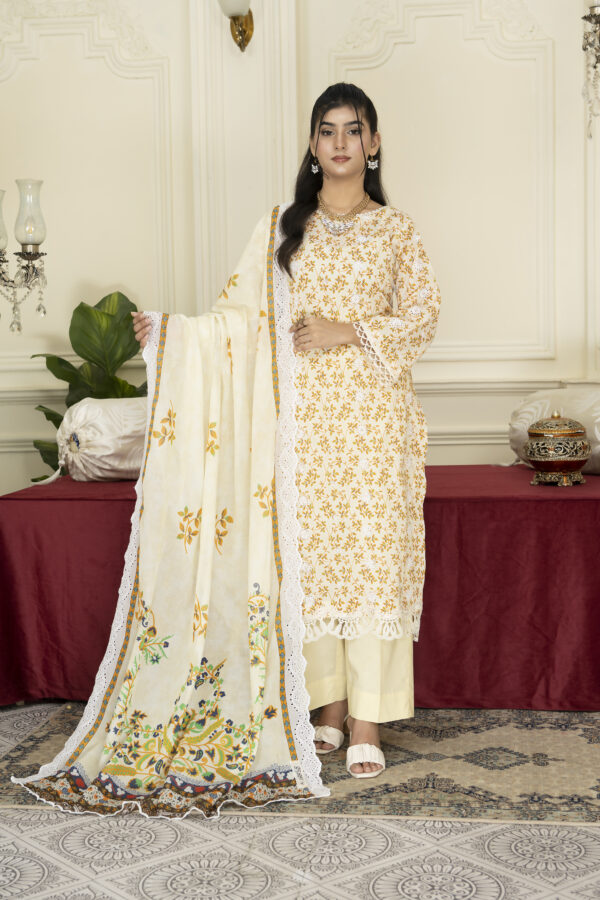butter yellow suit (unstitched) - Image 2