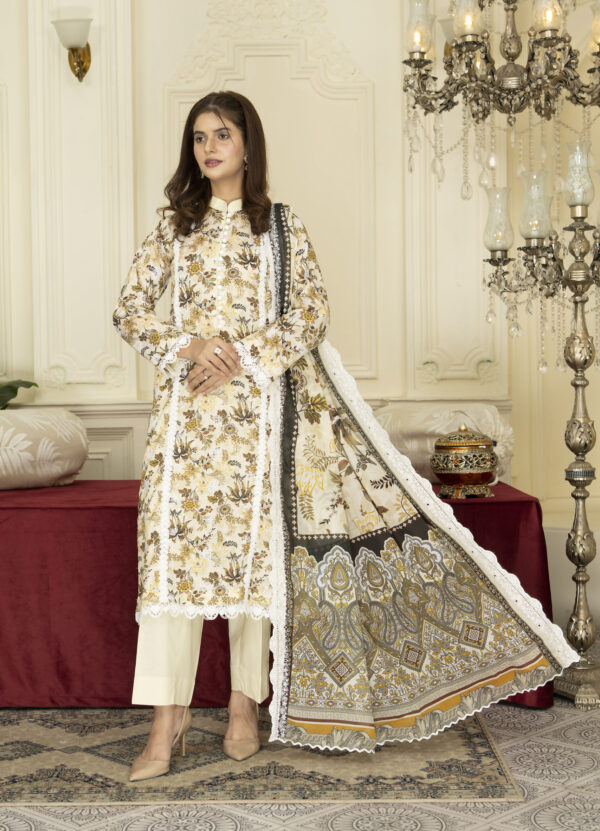 cream suit (unstitched) - Image 2